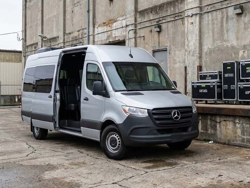 White Sprinter Crew Van with Road Cases