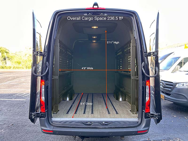 The rear doors can swing out 135 degrees